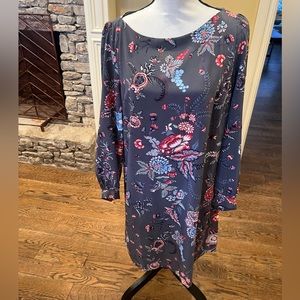 LOFT by Anne Taylor gray floral paisley dress size 8